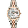 Rollex Date Just 41 Silver Rose Gold Mother of Pearl Dial ZR
