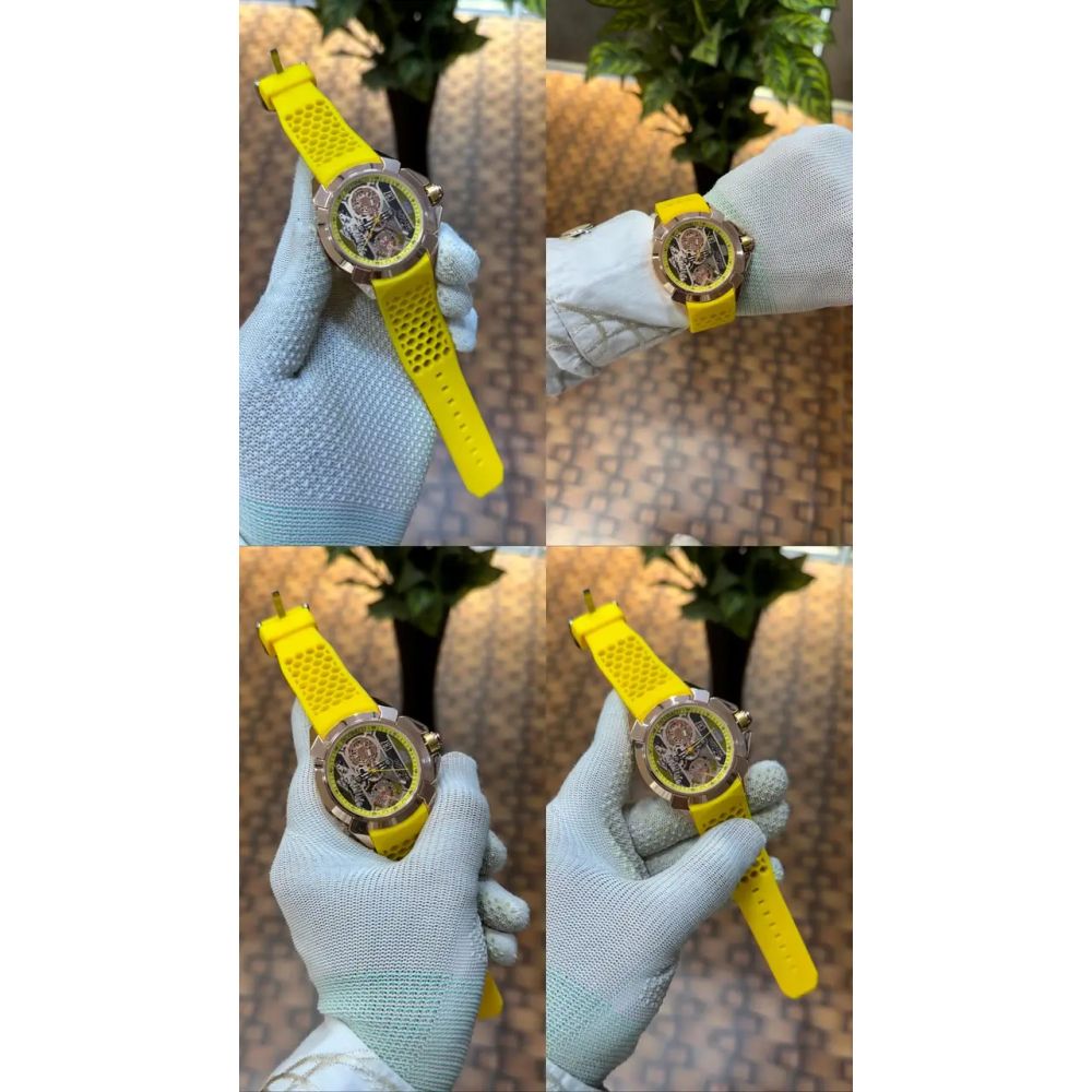 Jacob Co CR7 Limited Edition timepiece featuring skeletonized dial with a yellow rubber