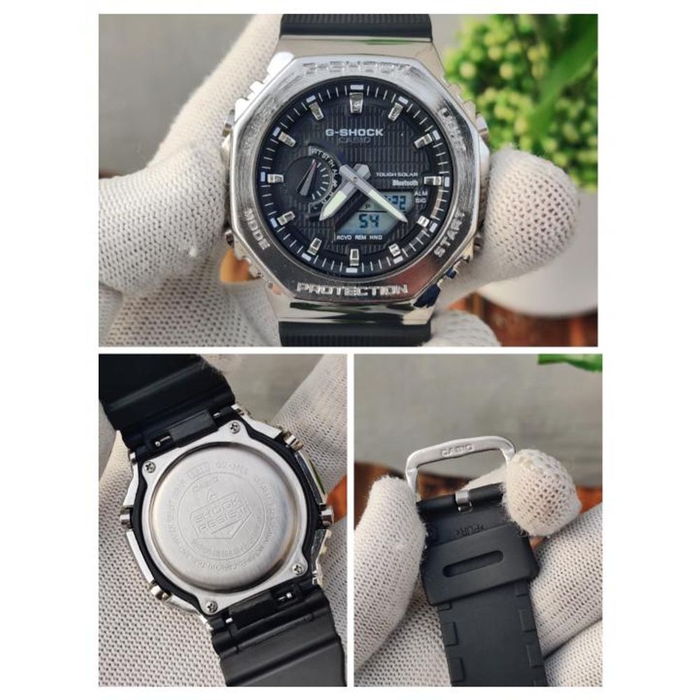 CASIO G-SHOCK 2100 METAL SILVER BLACK DIAL AT196