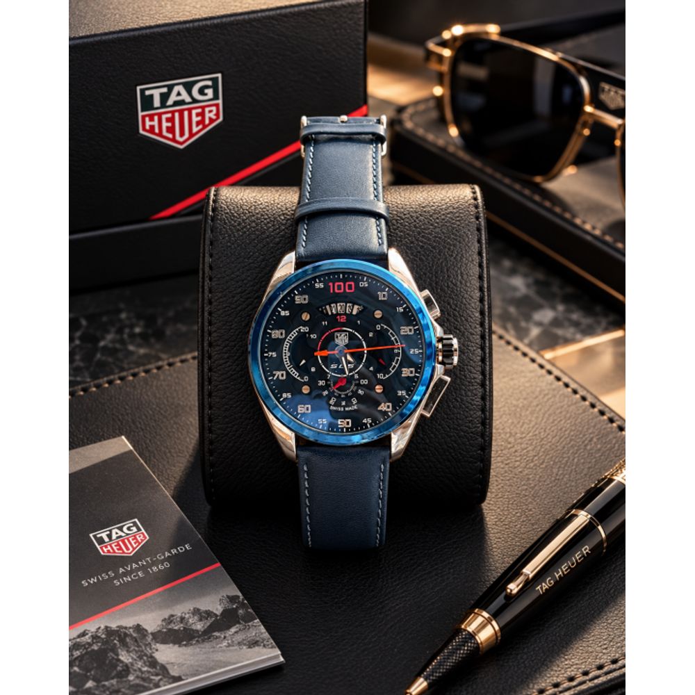 TAG HUER BLUE LEATHER BELT ALL WORKING PREMIUM WATCH