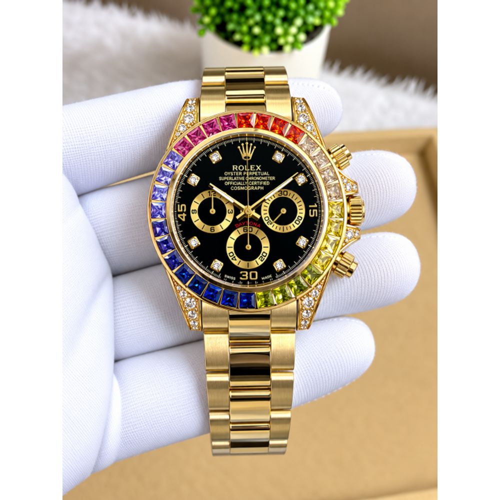 Rollex Rainbow Daytona HQ Gold AT437