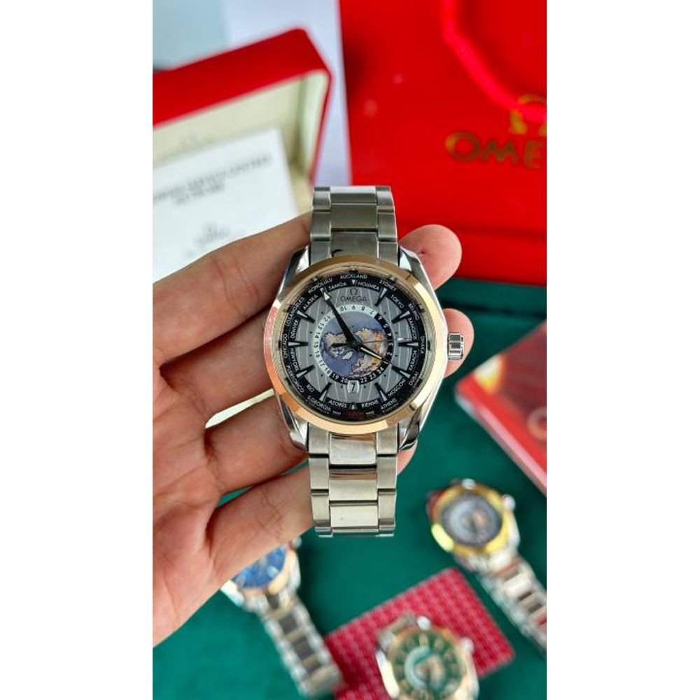 OMEGHA Seamaster Aqua Terra Worldtimer luxury wristwatch copper ring