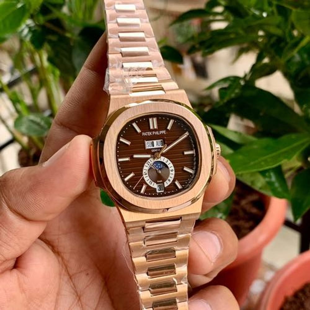 Patek Philipe Nautilus Day Date Rose Gold Brown