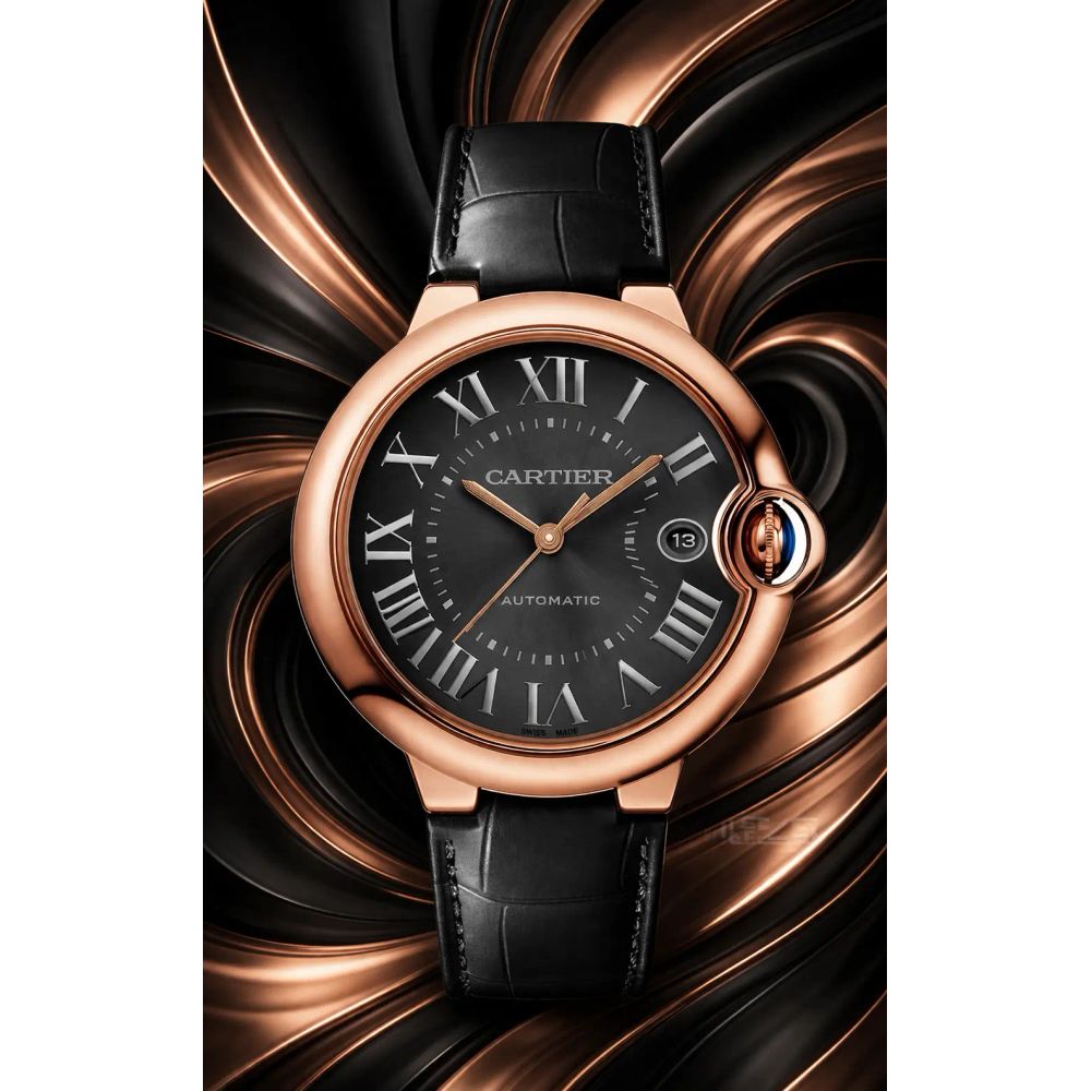 CARTIER BALLON BLACK ROSEGOLD WITH CROCO STRAP