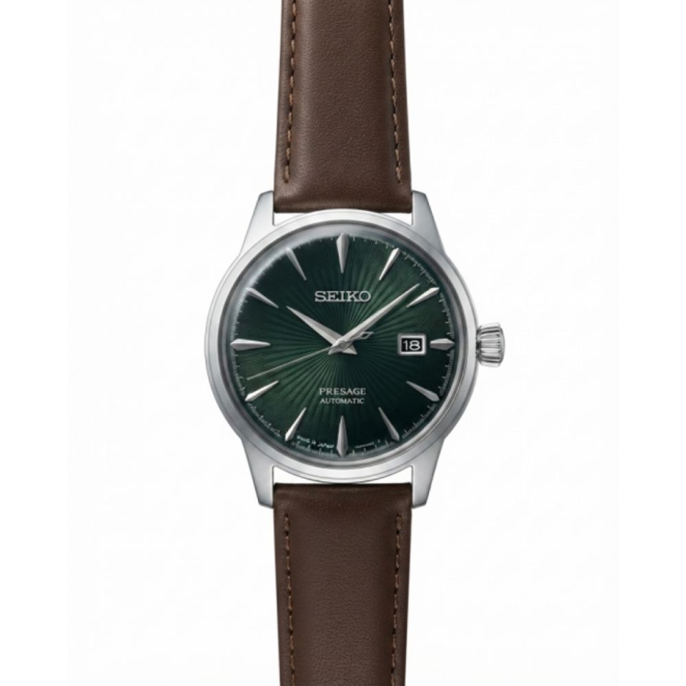 Seiko Presage Automatic Leather Silver Green Dial