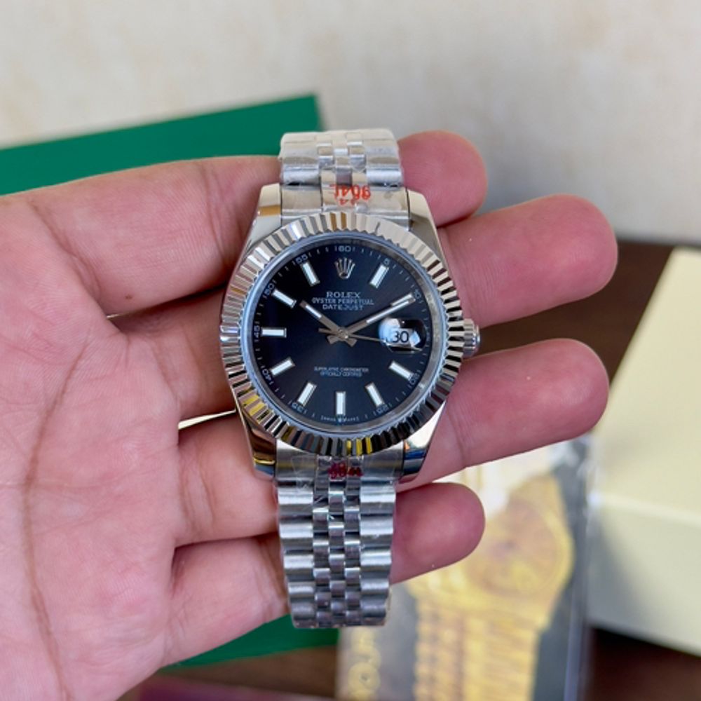 Rollex Date Just 41 Silver Black ZR