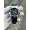 Patek Phillipe Skeleton Leather Belt Blue Silver