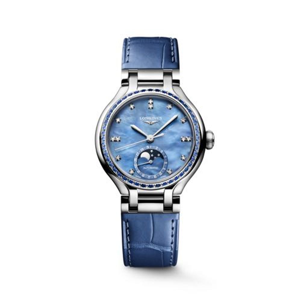 Longinez Primaluna Moonphase Leather Analog Watch For Her
