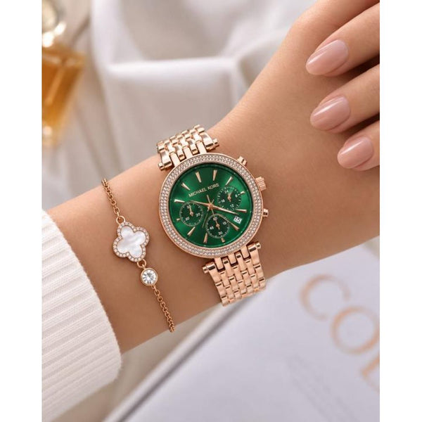 Michael l Kors Darci Chronograph Rosegold Green