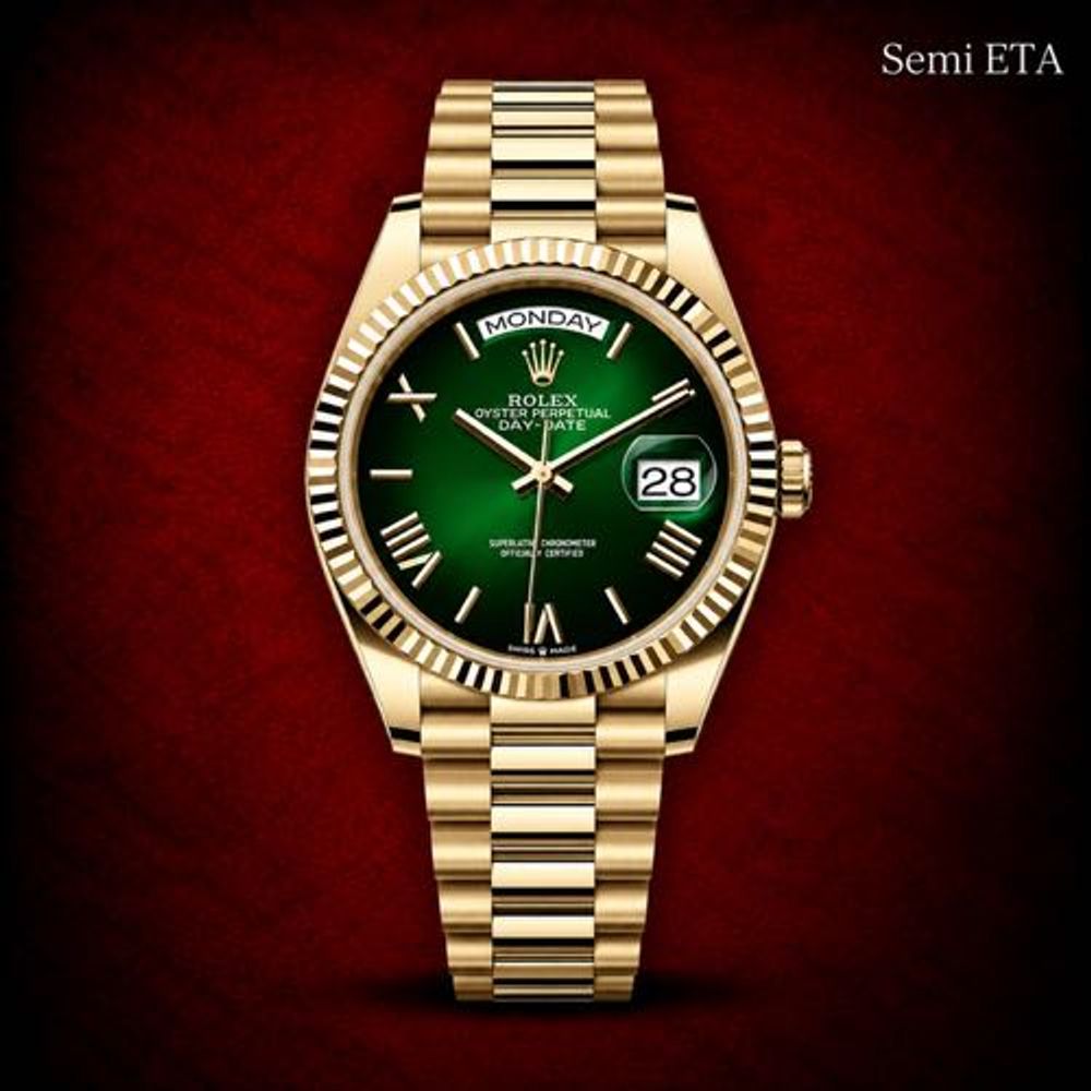 Rollex Day Date Yellow Gold Ombre Green Dial