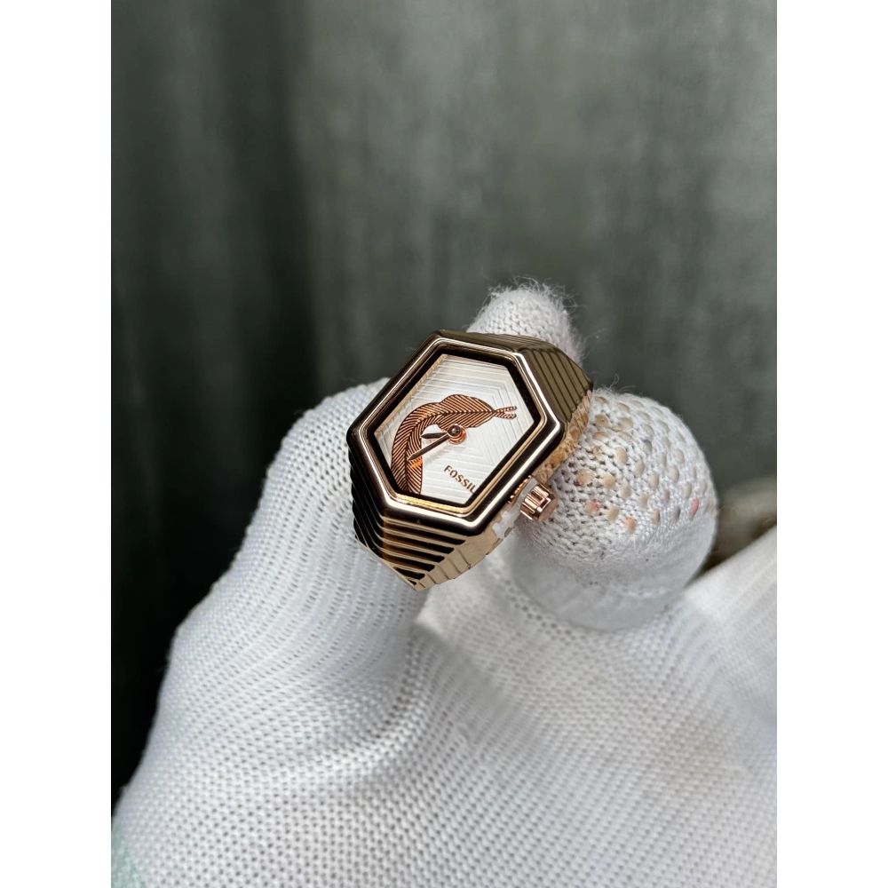 Fossi l Serpentine RoseGold White Ring Analog Watch