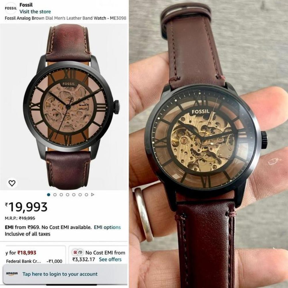 FOSIL TOWNSMAN AUTOMATIC DARK BROWN LEATHER BELT AT165