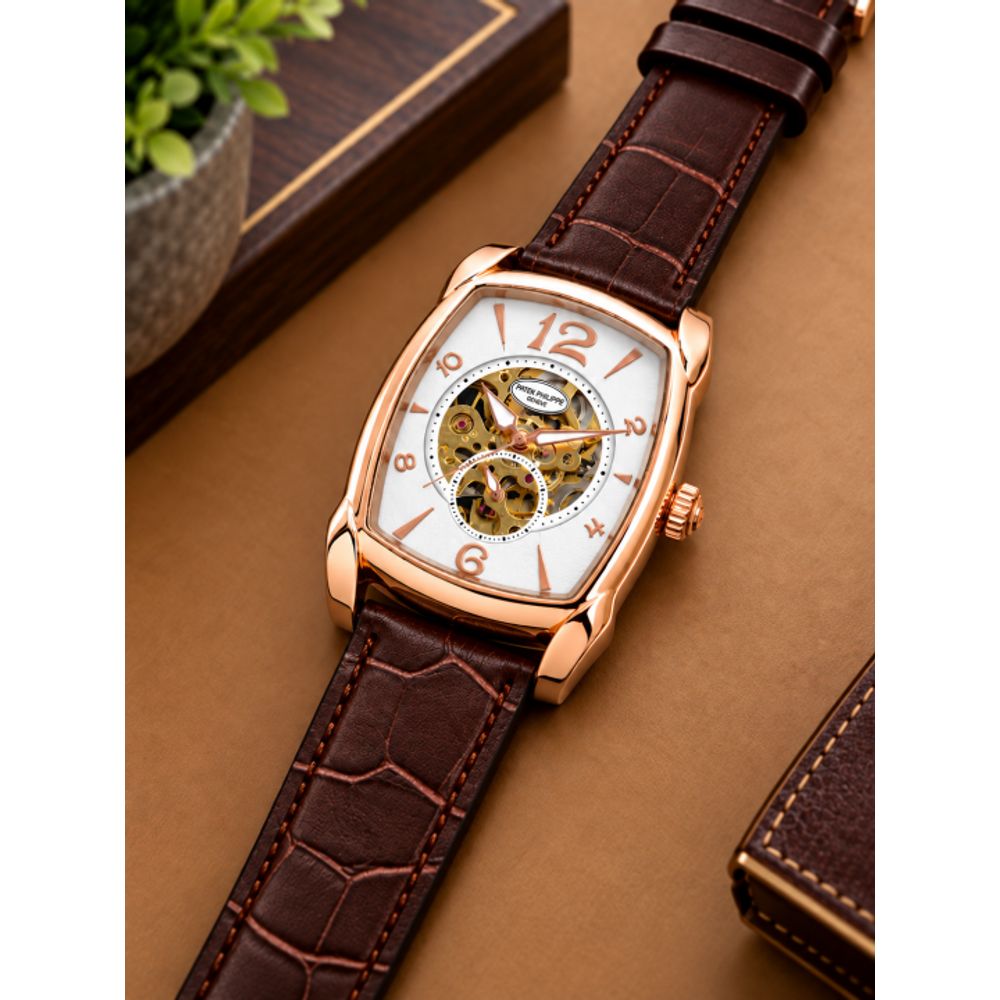 PATEK PHILIPE BARREL AUTOMATIC BROWN WHITE AT504