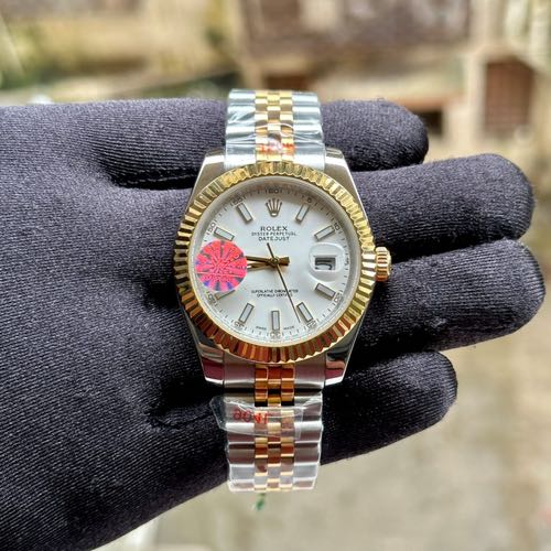 Rolex Date Just 41 Silver Gold White Dial ZR