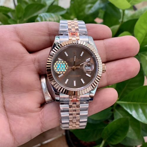 Rolex Date Just 41 Silver Rose Gold Brown dial ZR