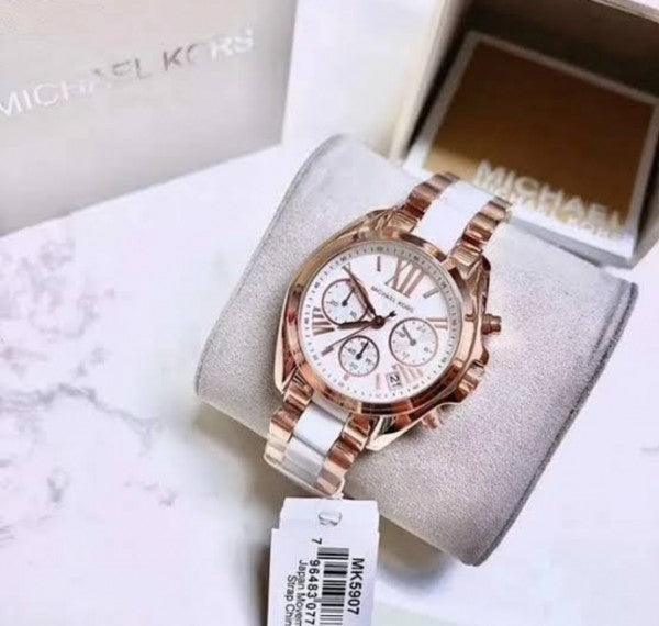 Michael Kor_s MK5907 White Bradshaw All Chrono Working