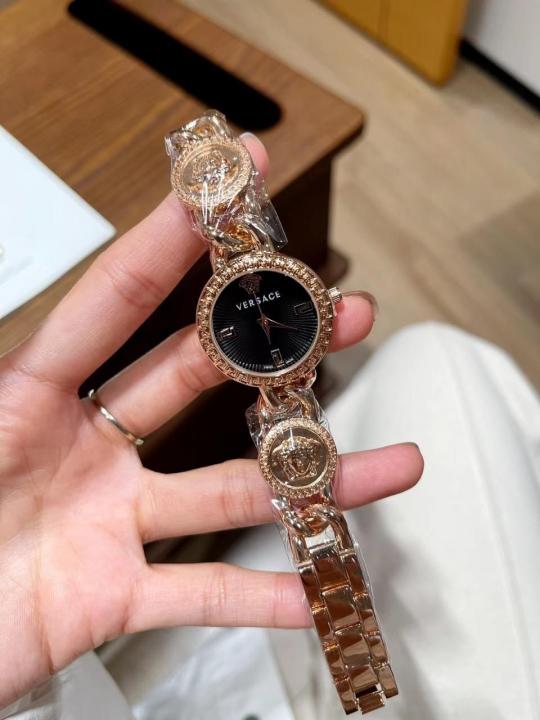 Versace Medusa Stud Icon Rose Gold Black Dial