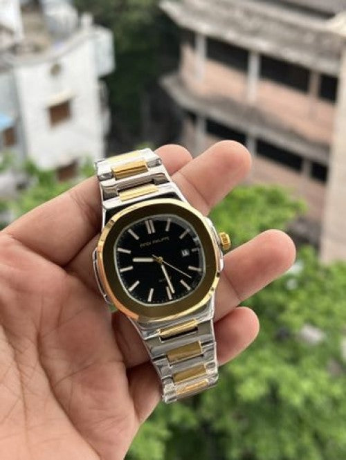 PATEK PHILLIP DUAL TONE BELT BLACK DIAL