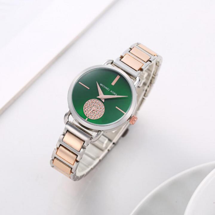 Michael_Kors Portia Diamond Twotune Green Dial