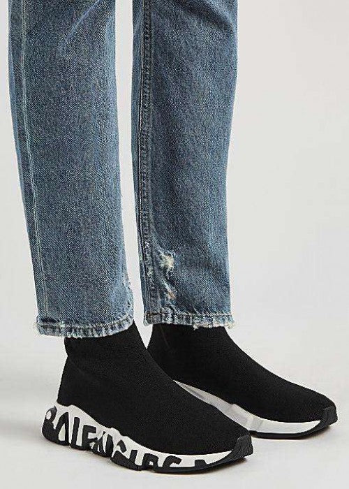 Balenciag_aa Speed trainer graffiti black white 476 sale
