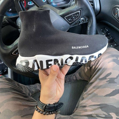Balenciag_aa Speed trainer graffiti black white 476 sale