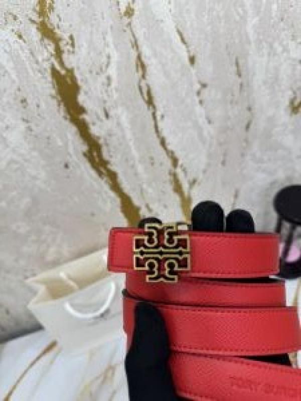 Tory_Burch Pave Double T Logo Iconic Belt (T55-RED)