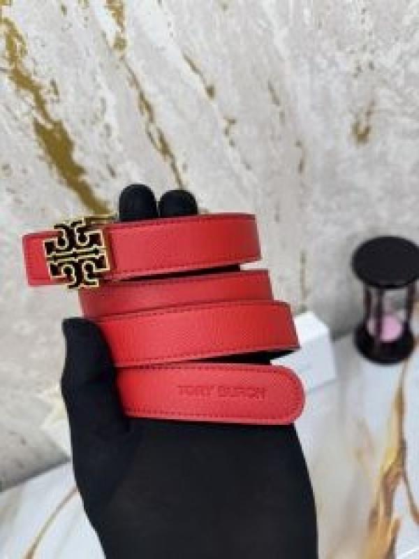 Tory_Burch Pave Double T Logo Iconic Belt (T55-RED)
