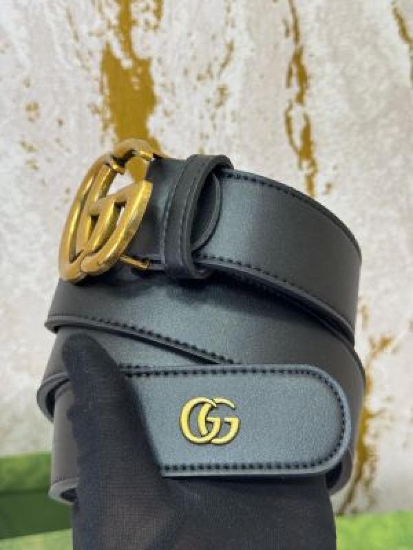 GUCC_I PREMIUM BELT WITH  OG BOX DUST BAG CARRY BAG  G35 BLACK