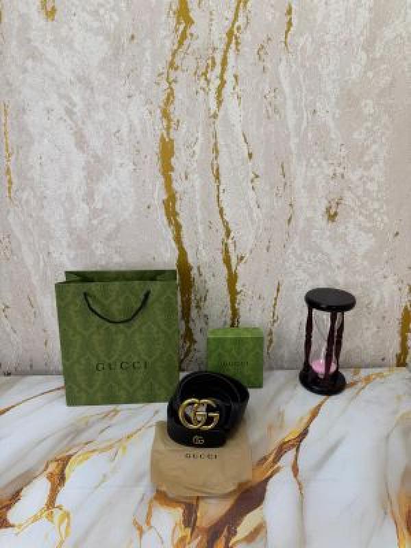 GUCC_I PREMIUM BELT WITH  OG BOX DUST BAG CARRY BAG  G35 BLACK