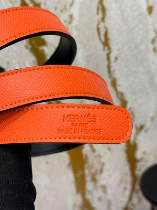 HERME_S PREMIUM BELT WITH OG BOX DUST BAG ORANGE H49