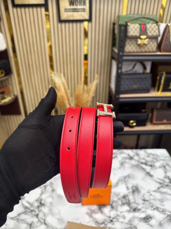 HERME_S PREMIUM BELT WITH OG BOX DUST BAG H49-RED