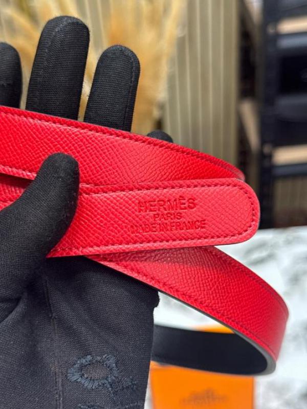 HERME_S PREMIUM BELT WITH OG BOX DUST BAG H49-RED
