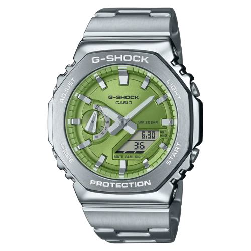GSHOCK SILVER GREEN JAPAN QUALITY