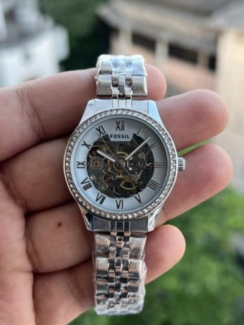FOSSI_L AUTOMATIC SILVER BLUE