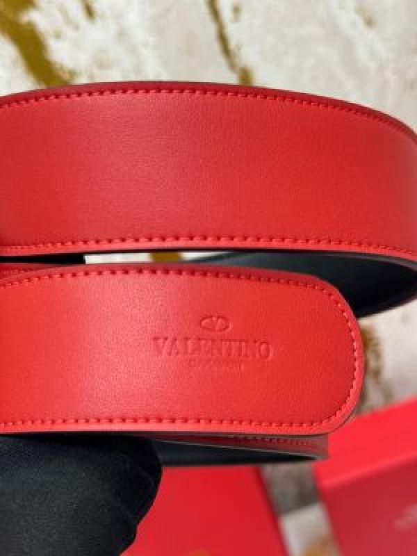 Valentin_o Garavani Leather Belt V-Logo Buckle With Box And Dust Bag Including Carry Bag (RED-v37)