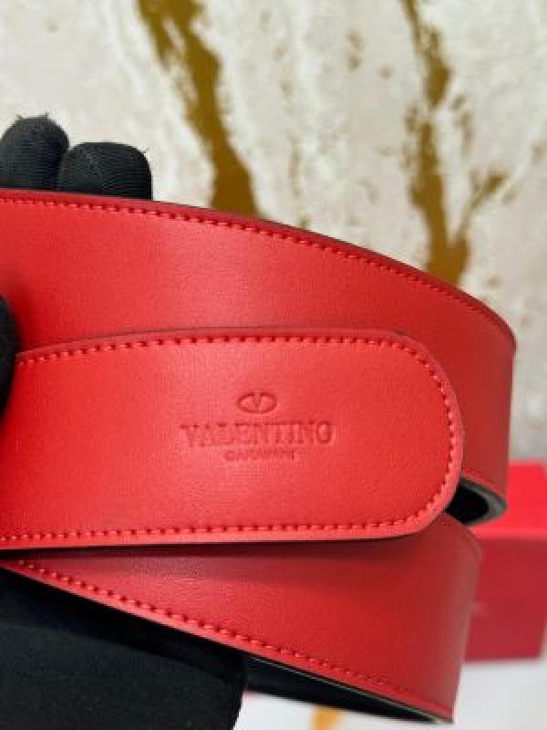 Valentin_o Garavani Leather Belt V-Logo Buckle With Box And Dust Bag Including Carry Bag (RED-v37)