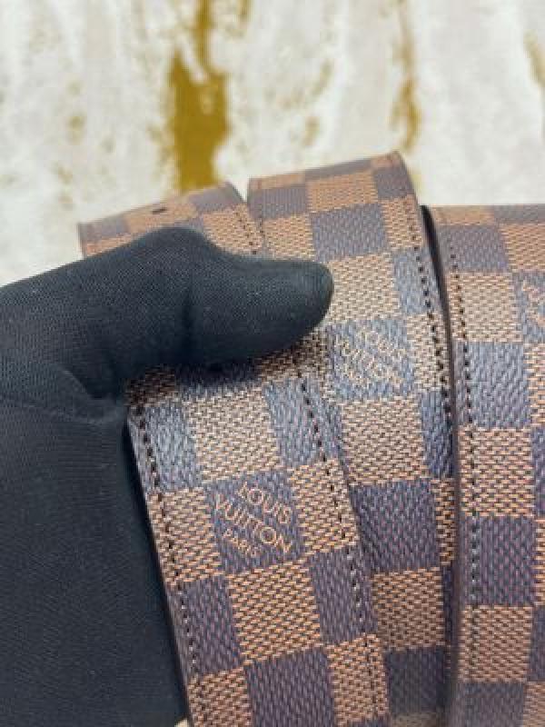 LOUIS_VUITTON BROWN CHECKS PREMIUM BELT & WALLET COMBO WITH OG MAGNATIC BOX DUST BAG CARRY BAG L63