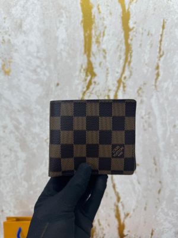 LOUIS_VUITTON BROWN CHECKS PREMIUM BELT & WALLET COMBO WITH OG MAGNATIC BOX DUST BAG CARRY BAG L63