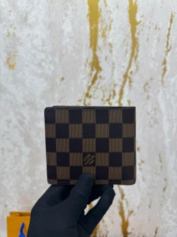 LOUIS_VUITTON BROWN CHECKS PREMIUM BELT & WALLET COMBO WITH OG MAGNATIC BOX DUST BAG CARRY BAG L63