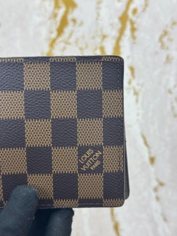 LOUIS_VUITTON BROWN CHECKS PREMIUM BELT & WALLET COMBO WITH OG MAGNATIC BOX DUST BAG CARRY BAG L63