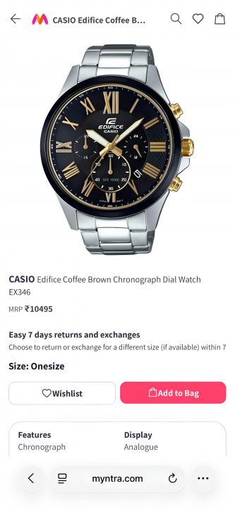 Edifice Casio EX346 Coffee Brown Japan Machine