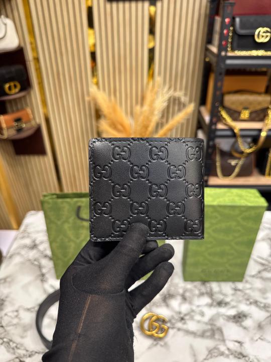 GUCC_I BELT WALLET COMBO GG EMBOSSED WALLET AND LEATHER BELT WITH GOLD GG BUCKLE INCLUDES BOX DUST BAG AND CARRY BAG (G64-4)