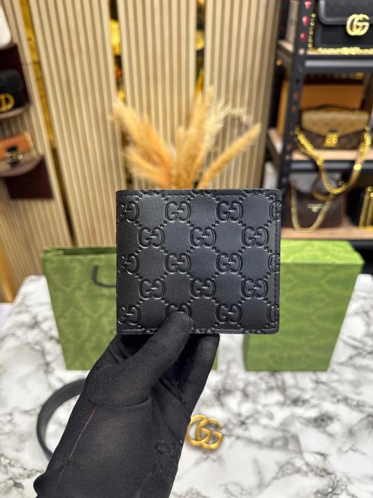 GUCC_I BELT WALLET COMBO GG EMBOSSED WALLET AND LEATHER BELT WITH GOLD GG BUCKLE INCLUDES BOX DUST BAG AND CARRY BAG (G64-4)