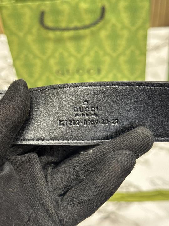GUCC_I BELT WALLET COMBO GG EMBOSSED WALLET AND LEATHER BELT WITH GOLD GG BUCKLE INCLUDES BOX DUST BAG AND CARRY BAG (G64-4)