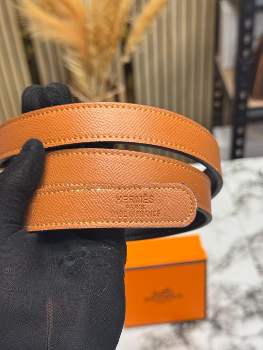 HERME_S PREMIUM BELT WITH OG BOX DUST BAG TAN H49