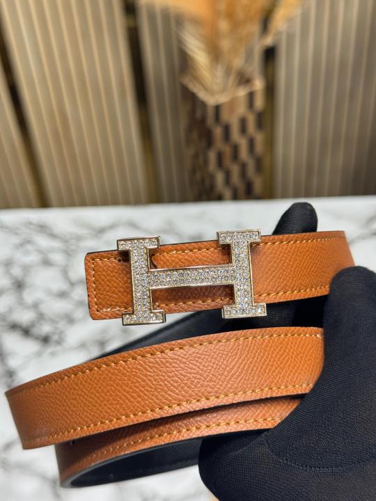 HERME_S PREMIUM BELT WITH OG BOX DUST BAG TAN H49