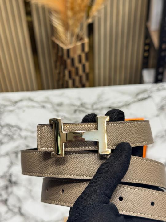 HERME_S PREMIUM BELT WITH OG BOX DUST BAG KHAKI H48