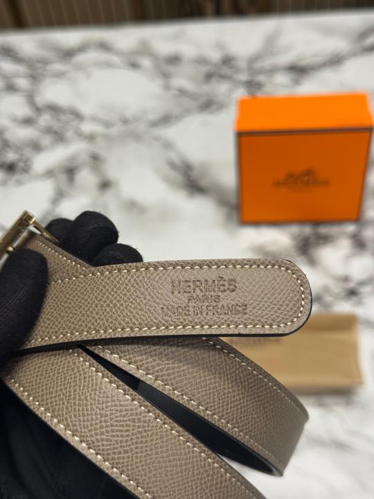 HERME_S PREMIUM BELT WITH OG BOX DUST BAG KHAKI H48