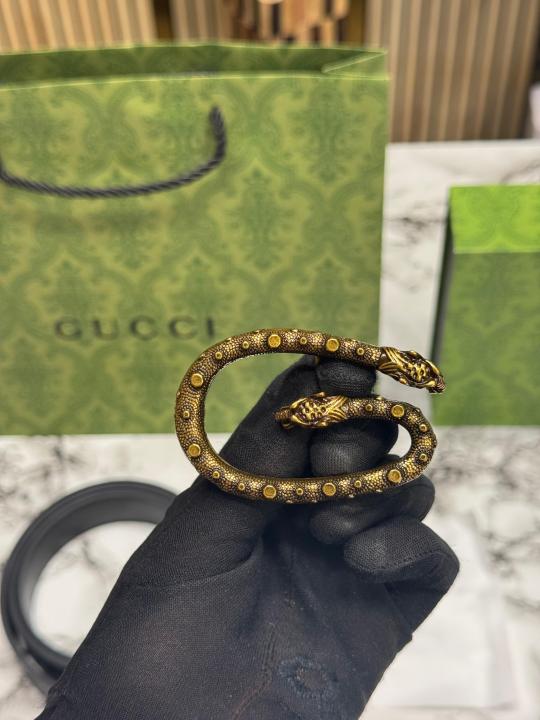 GUCC_I BLACK EMBOSSED BELT COMBO SNAKE-STYLE BUCKLE INCLUDES BOX DUST BAG AND CARRY BAG (12)