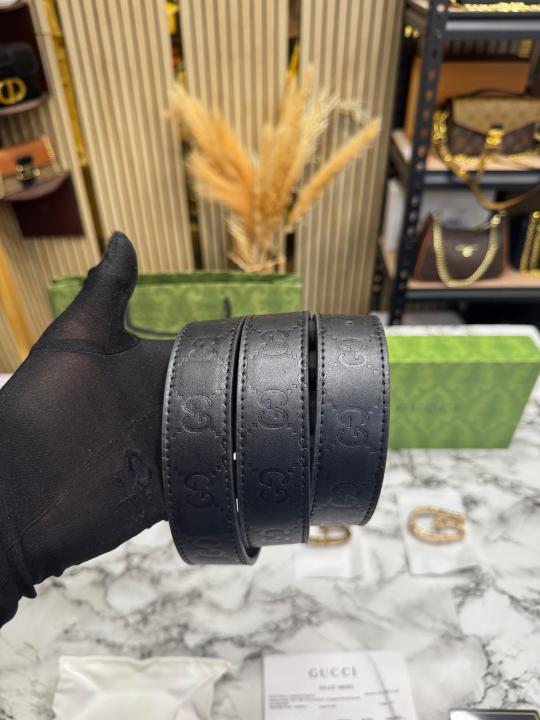 GUCC_I BLACK EMBOSSED BELT COMBO SNAKE-STYLE BUCKLE INCLUDES BOX DUST BAG AND CARRY BAG (12)